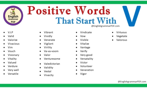 Positive Words That Start With V