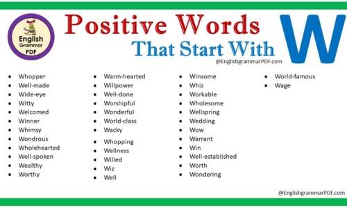 Positive Words That Start With W