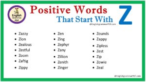 positive words that start with z