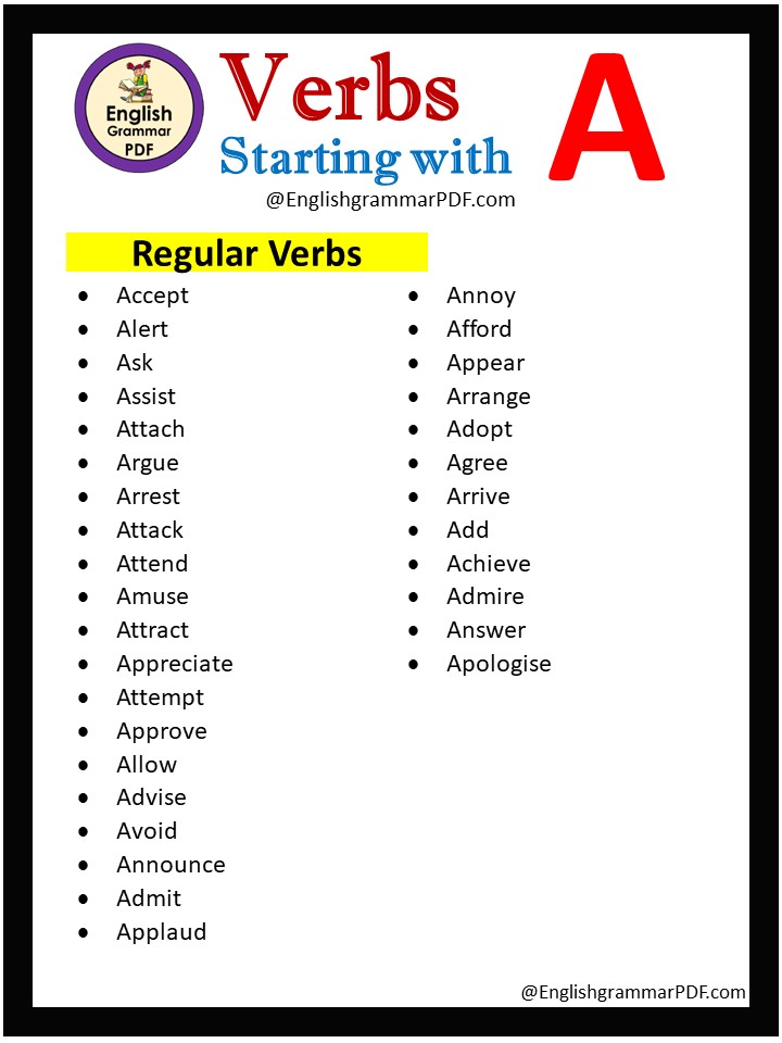 regular verbs that start with a