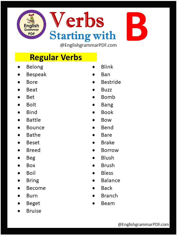 regular verbs that start with b