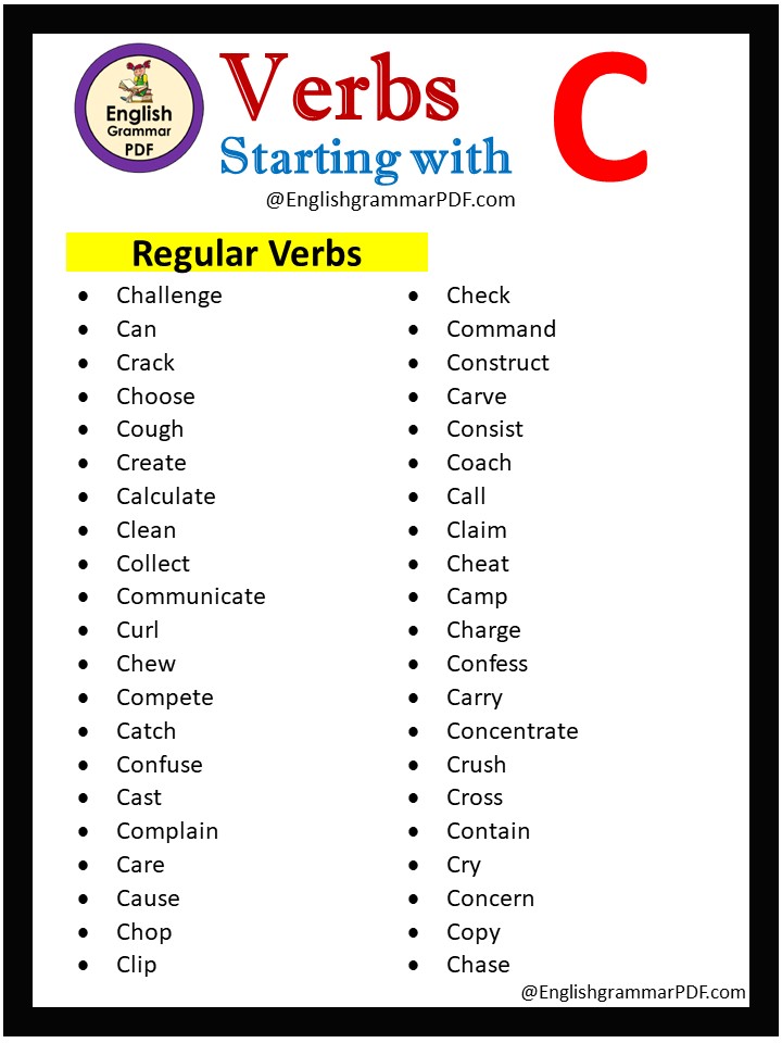 regular verbs that start with c