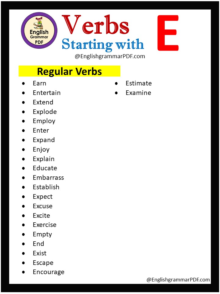 regular verbs that start with e