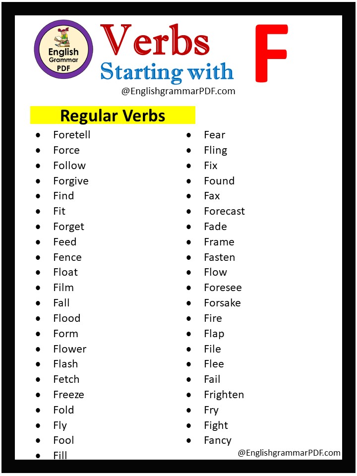regular verbs that start with f