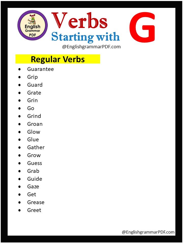regular verbs that start with g
