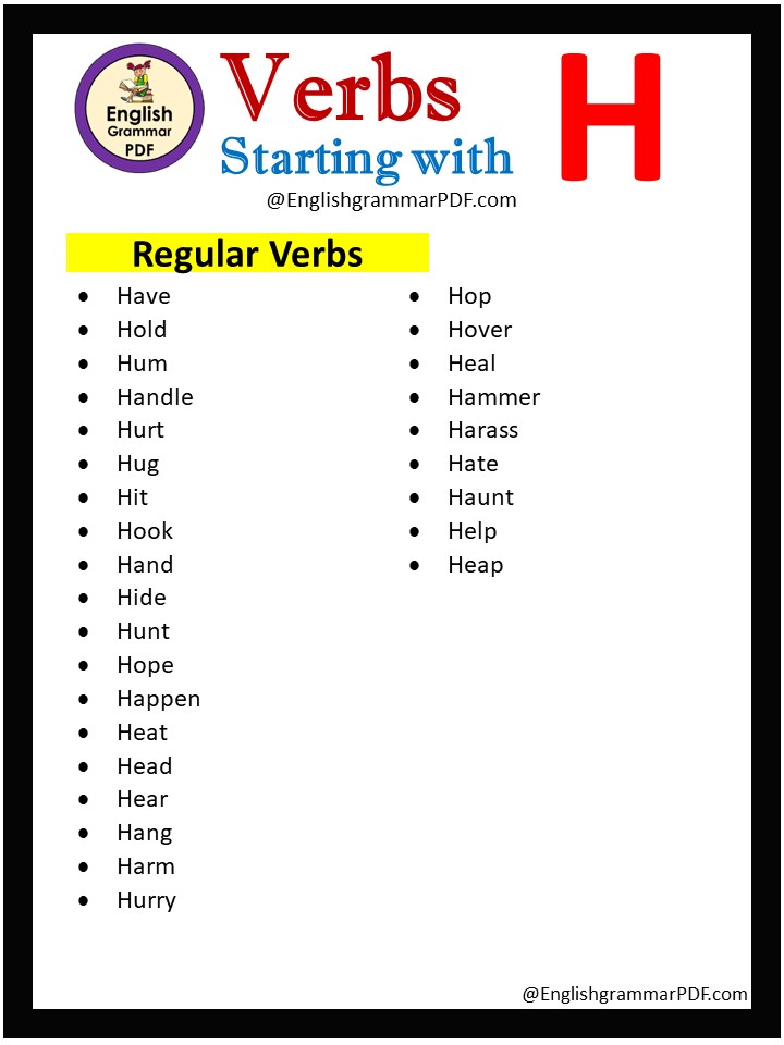 regular verbs that start with h