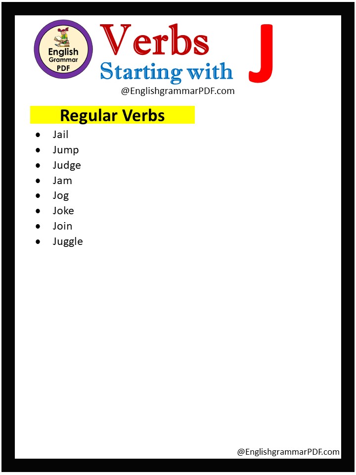 regular verbs that start with j