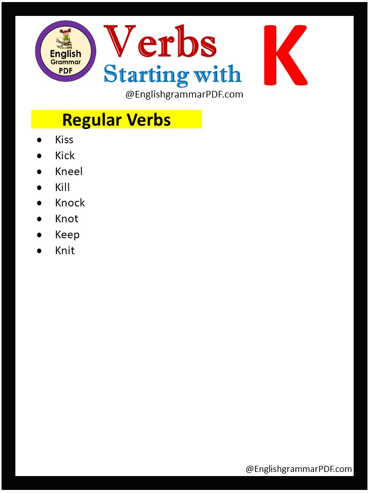 regular verbs that start with k