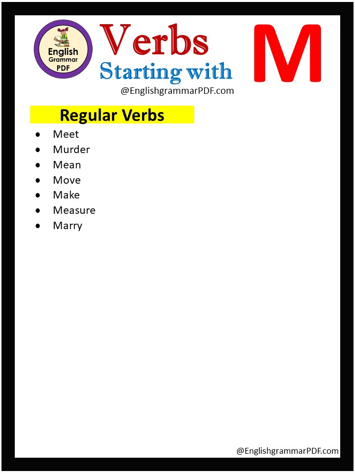 regular verbs that start with m