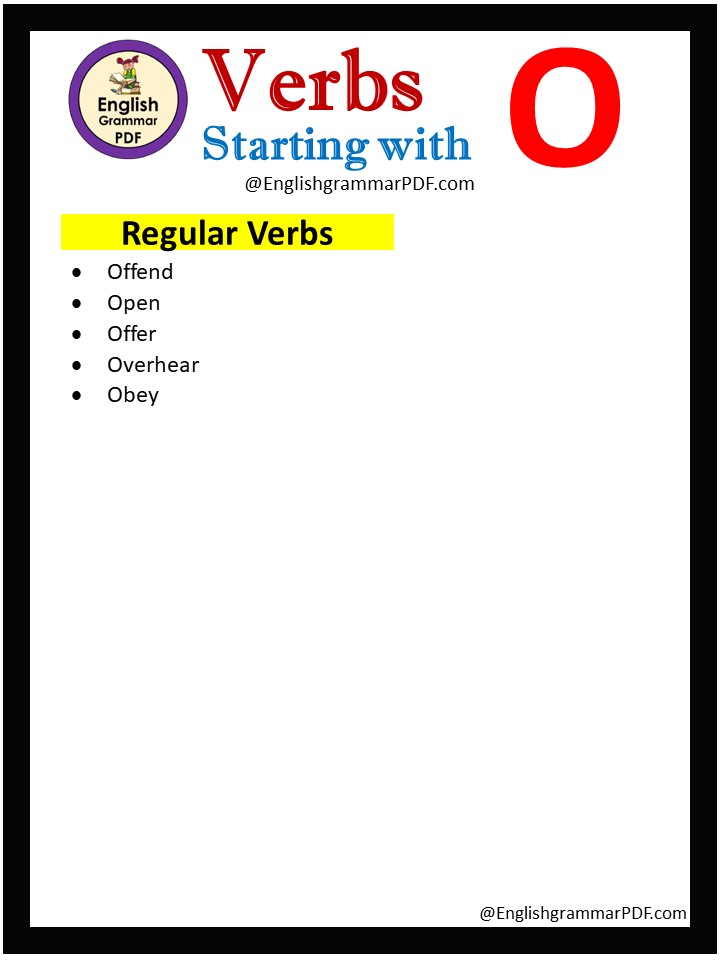 regular verbs that start with o