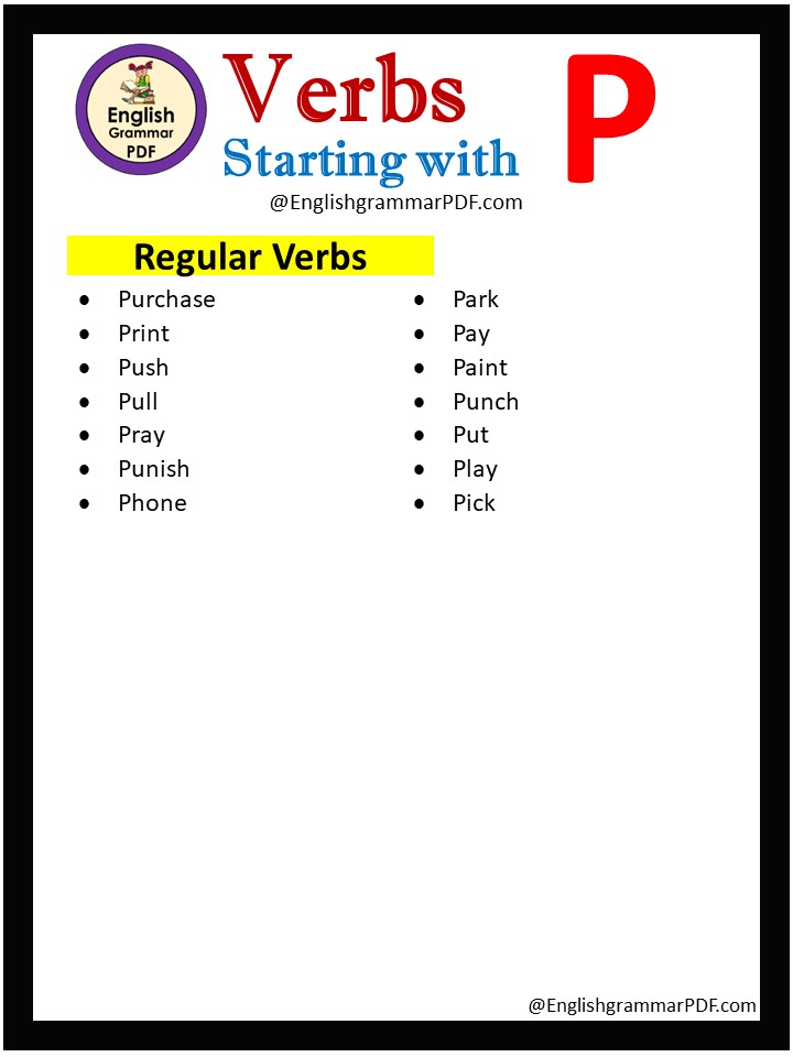 regular verbs that start with p