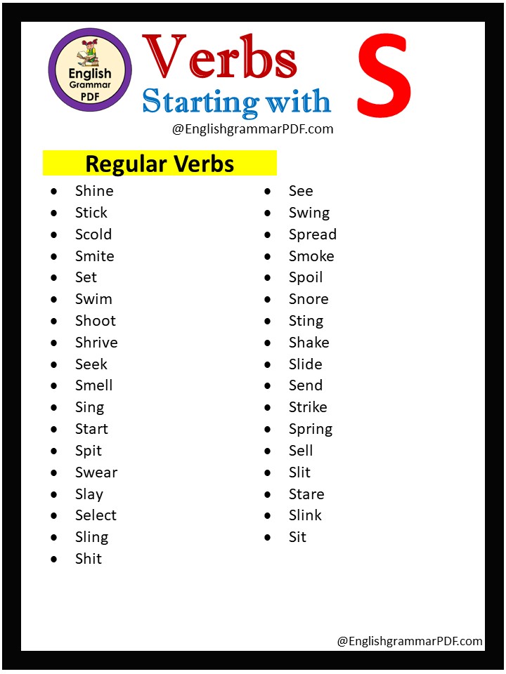 regular verbs that start with s