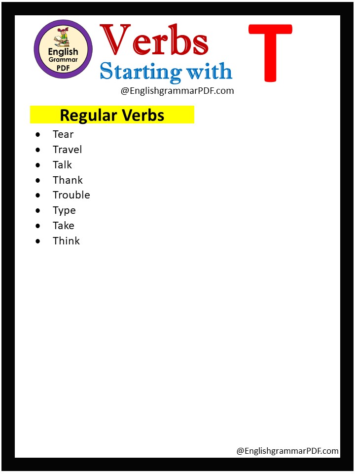 regular verbs that start with t