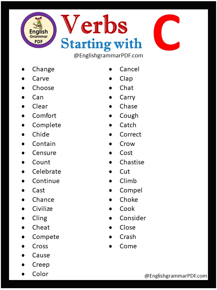 verbs starting with c
