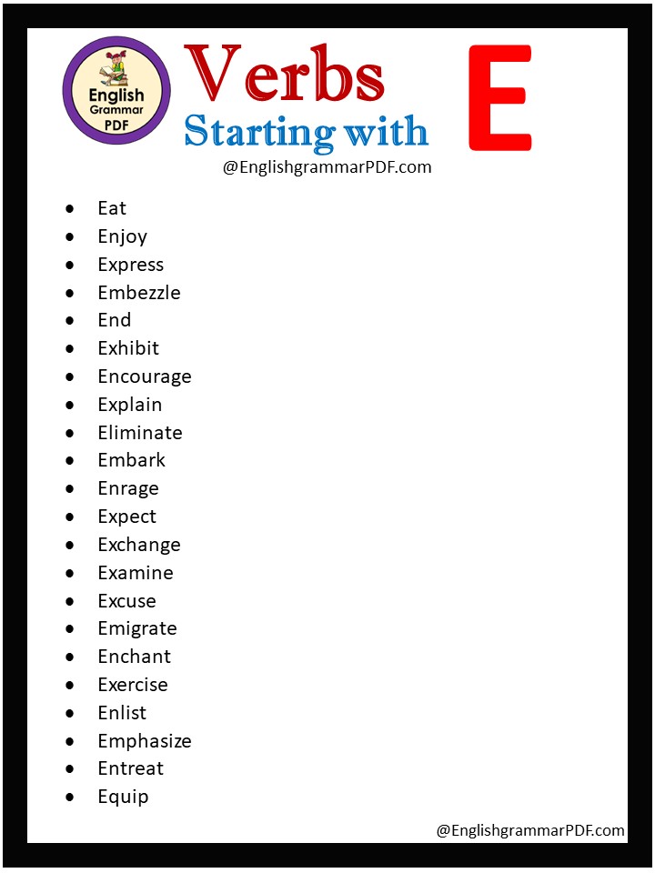 verbs that begin with e