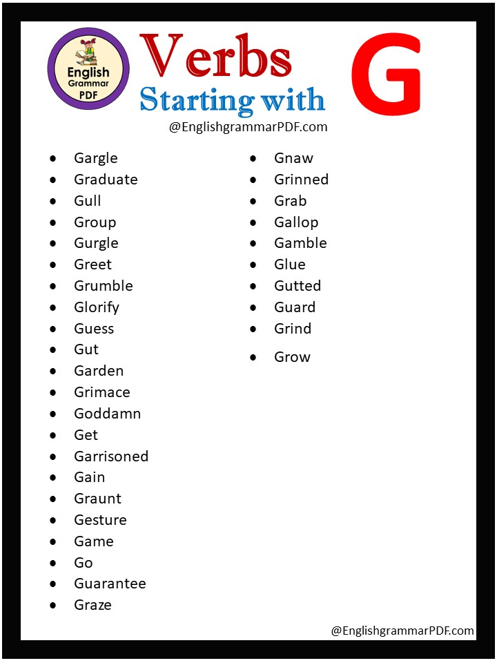 verbs that begin with g