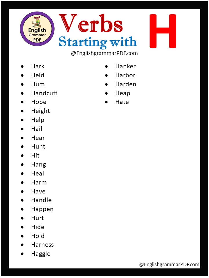 verbs that begin with h