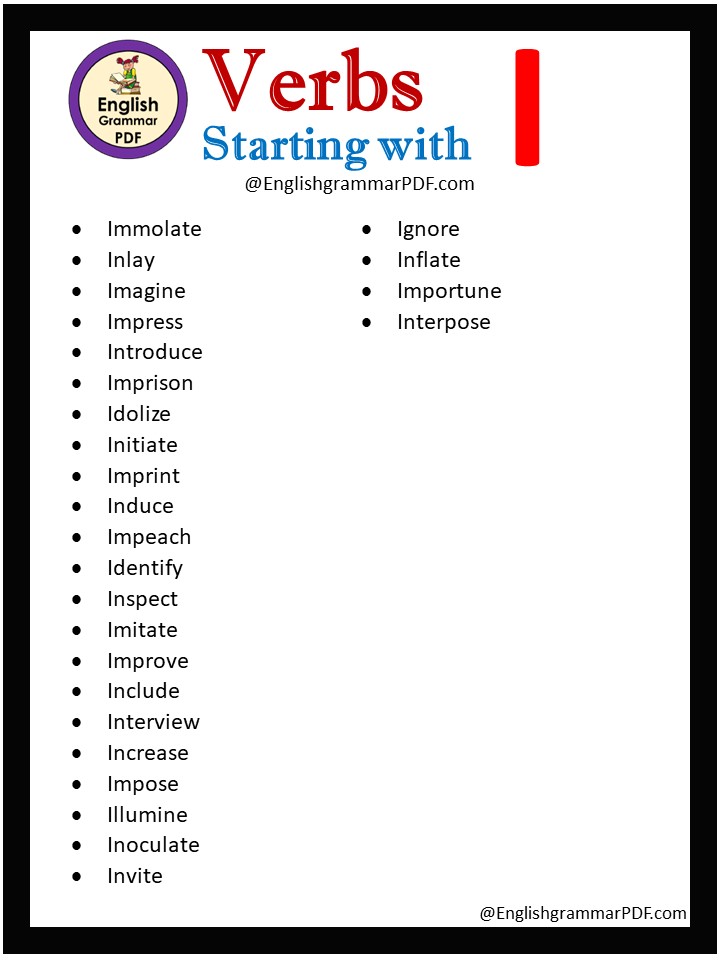 verbs that begin with i