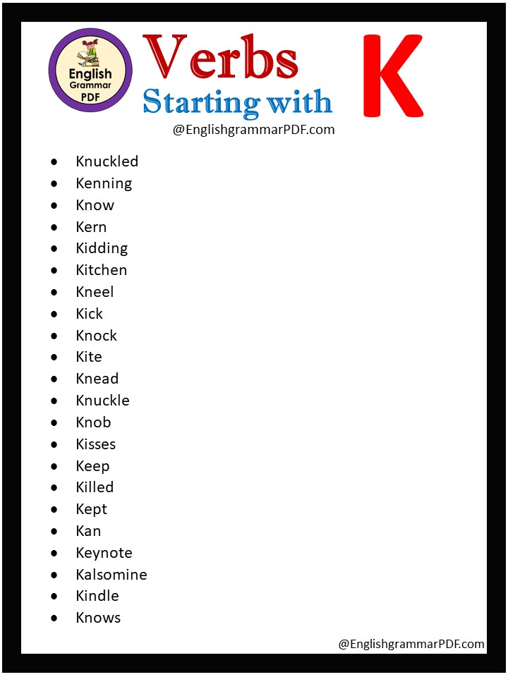 verbs that begin with k