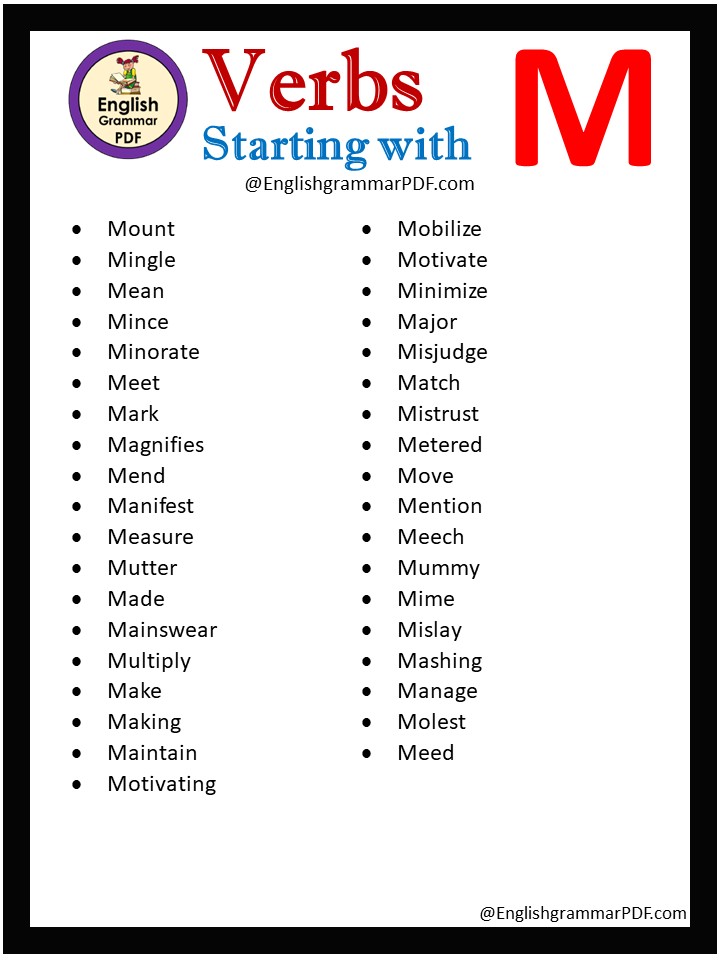 verbs that begin with m