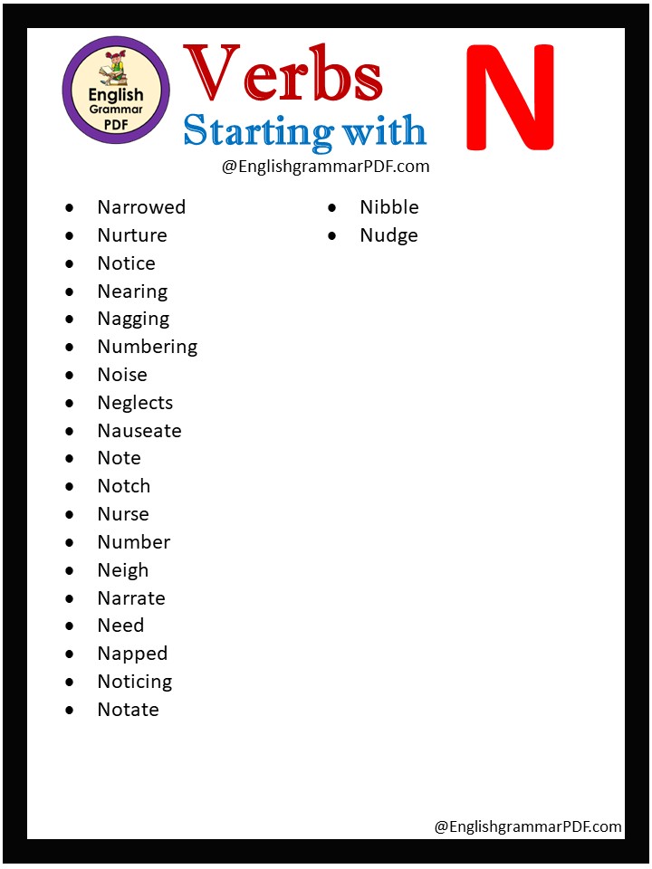 Verbs That Start With N English Grammar Pdf