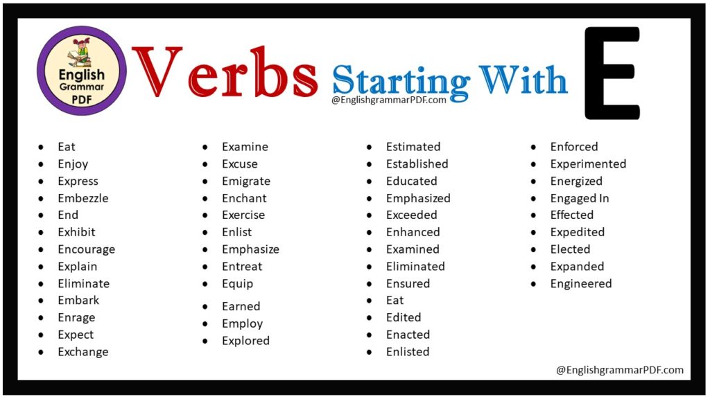 verbs that start with e