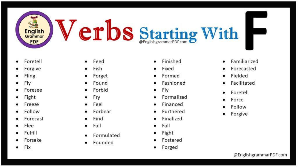 verbs that start with f