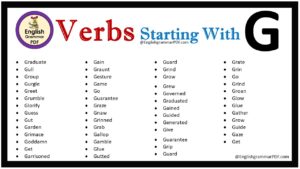 verbs that start with g