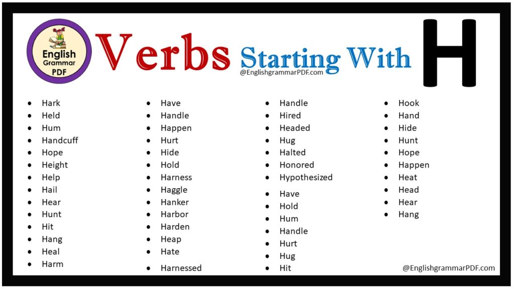 verbs that start with h