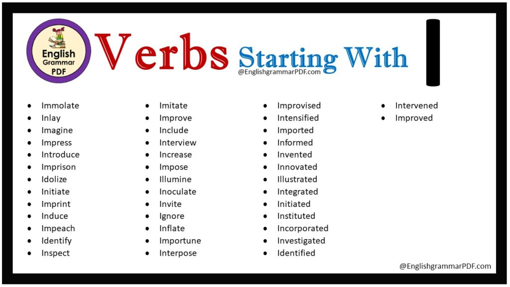 verbs that start with i