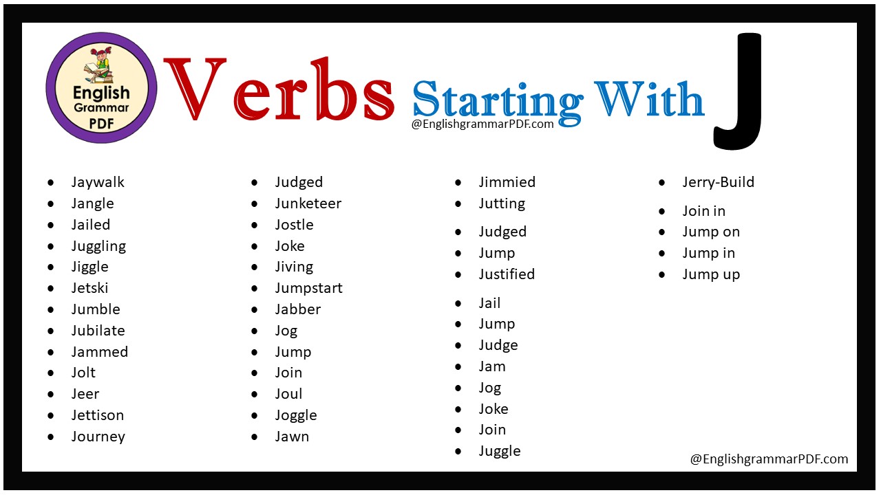 Verbs That Start With J English Grammar Pdf