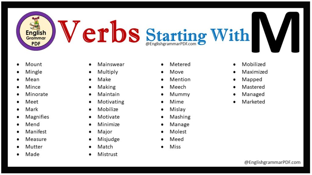 verbs that start with m
