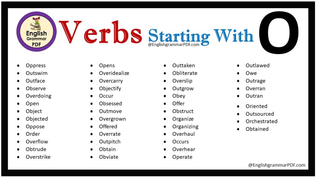 verbs that start with o