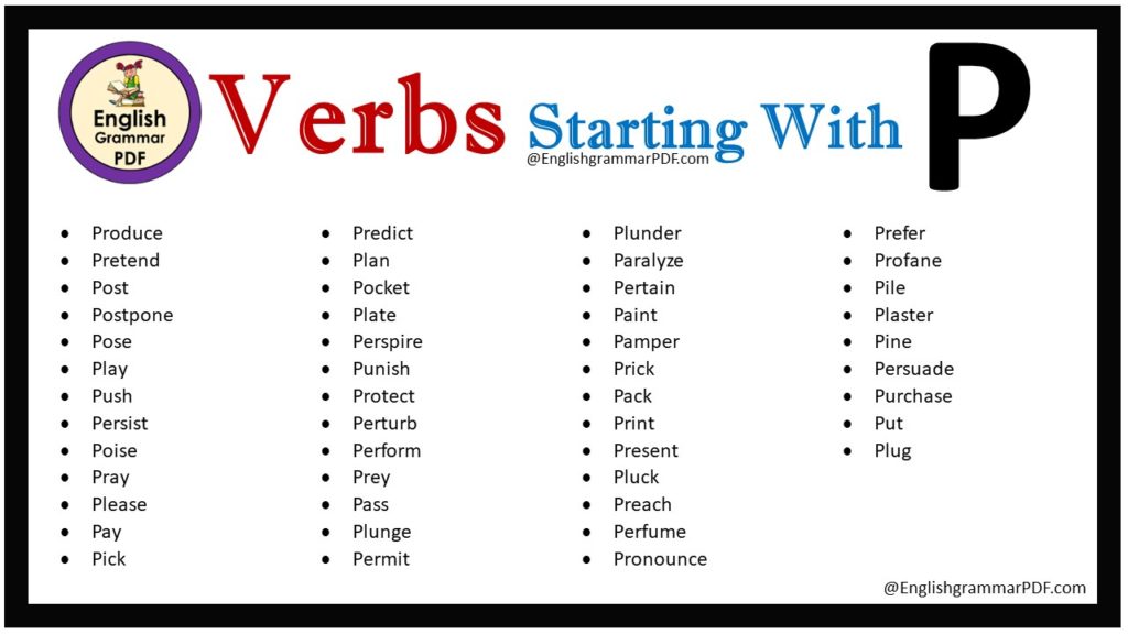 verbs that start with p