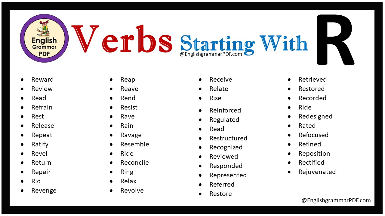 Action Verbs With Letter R