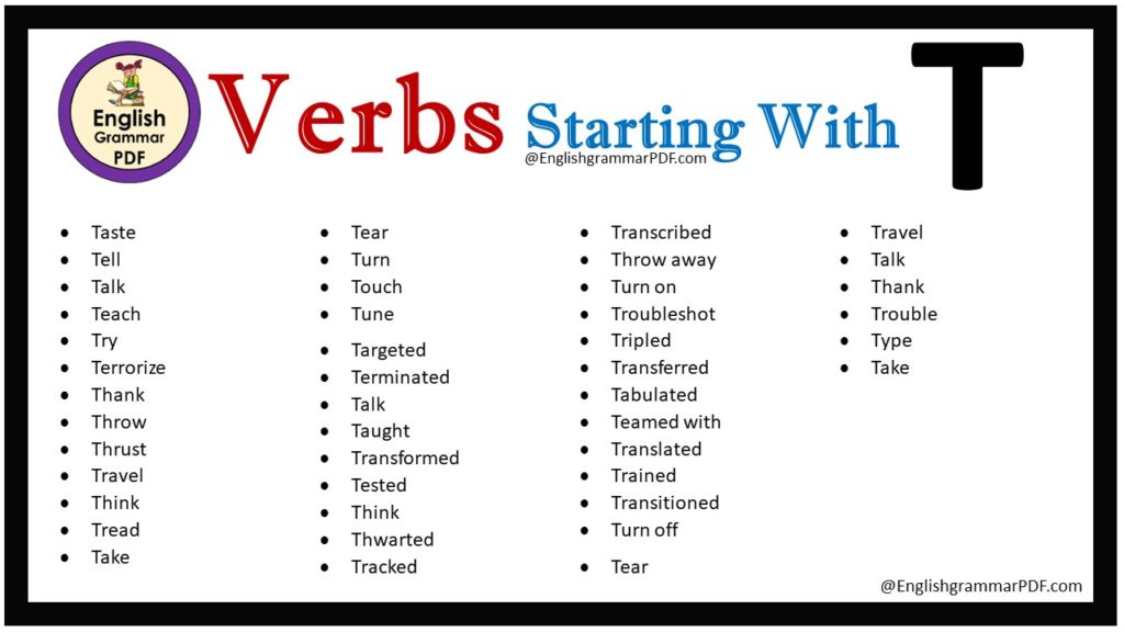 verbs that start with t