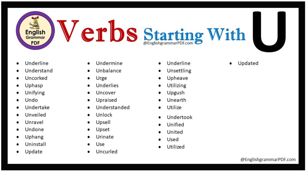 verbs that start with u
