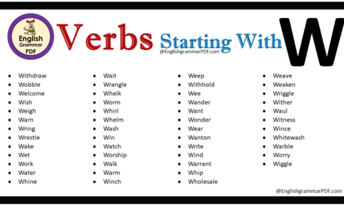 Verbs That Start With W