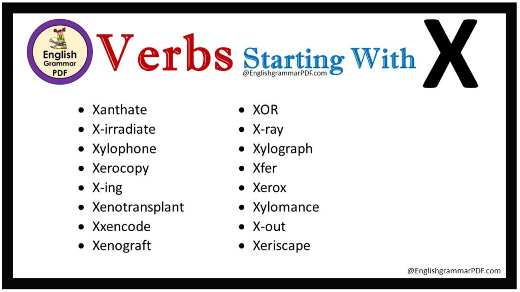 verbs that start with x 1