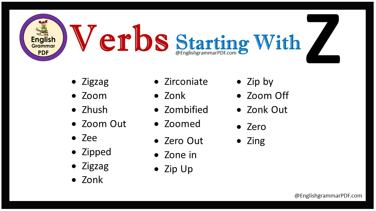 Verbs That Start With Z - English Grammar Pdf