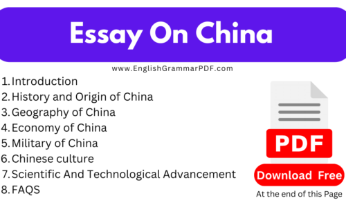 1000 Words Essay On China -(Download Free PDF)