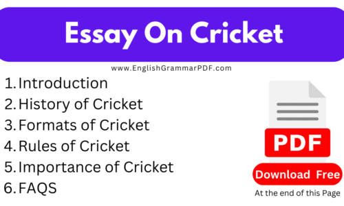 1000 Words Essay On Cricket -(Download Free PDF)