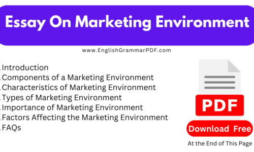 1000 Words Essay On The Marketing Environment (Download PDF)