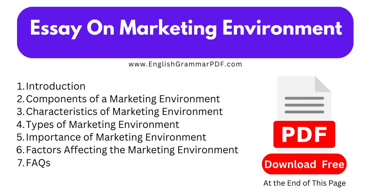 Essay On Marketing Environment