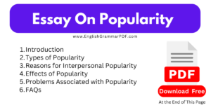 Essay On Popularity