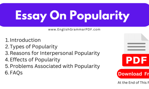 1000 Words Essay On Popularity – Free PDF