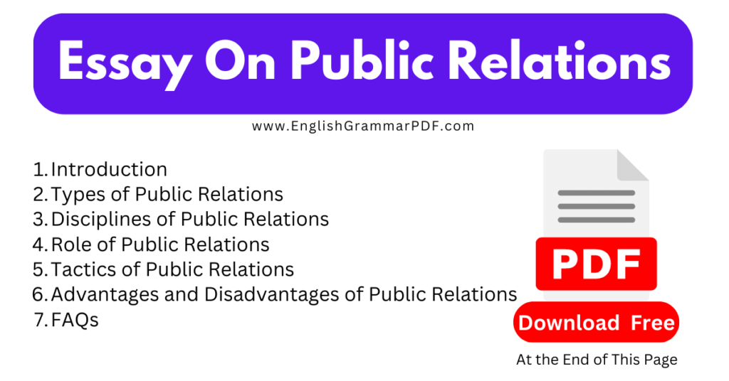 Essay On Public Relations