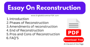 Essay On Reconstruction Structure