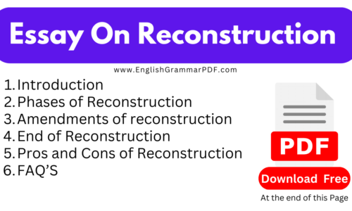 1000 Words Essay on Reconstruction -(Download Free PDF)