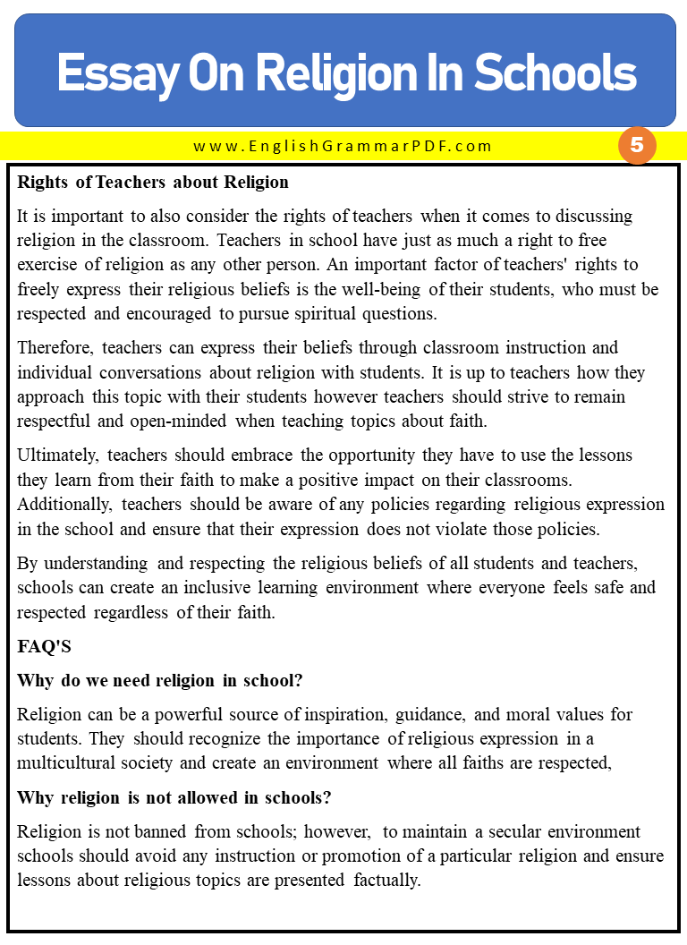 Essay On Religion In Schools 5